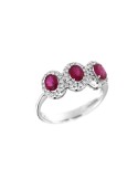 Anello Davite&Delucchi - Trilogy in Oro Bianco 18 Carati con Diamanti Naturali e Rubini 0,95 ct - 0