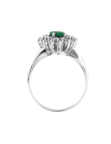 Davite&Delucchi Ring - 18K White Gold Rosette with Natural Diamonds and 0.45ct Emerald - 0 2
