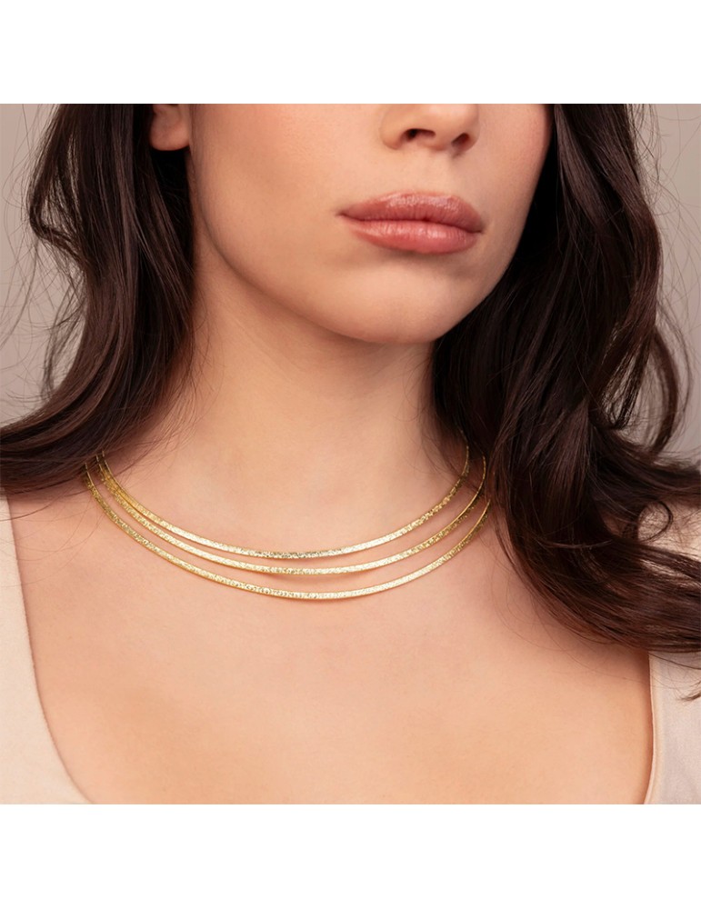 Etruscan Necklace - Multistrand - Golden Alloy - Tubogas Shirt-WSET00979.YG
