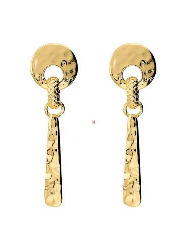 Etruscan Earrings - Golden - Pendants-Hammered Finish-WSET00960.YG