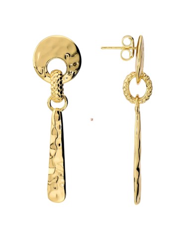 Etruscan Earrings - Golden - Pendants-Hammered Finish-WSET00960.YG 2