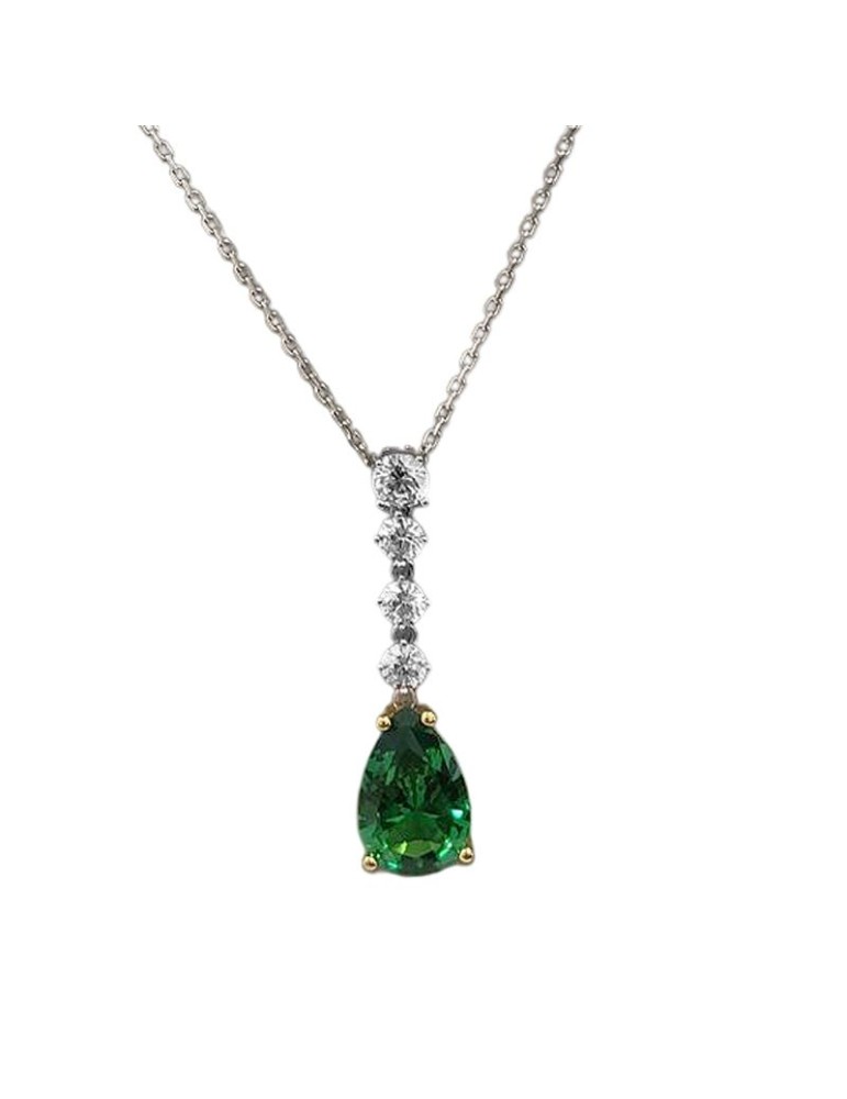 Salvatore Plata Necklace -Vibrant-Silver 925%-Green Crystal-136C0426