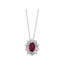 Collana Davite&Delucchi - in Oro Bianco 18 Carati con Diamanti Naturali e Rubino 0,60 ct - 0