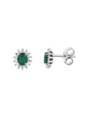 Orecchini Davite&Delucchi - Rosetta in Oro Bianco 18 carati con Diamanti Naturali e Smeraldi 0,80 ct - 0 2
