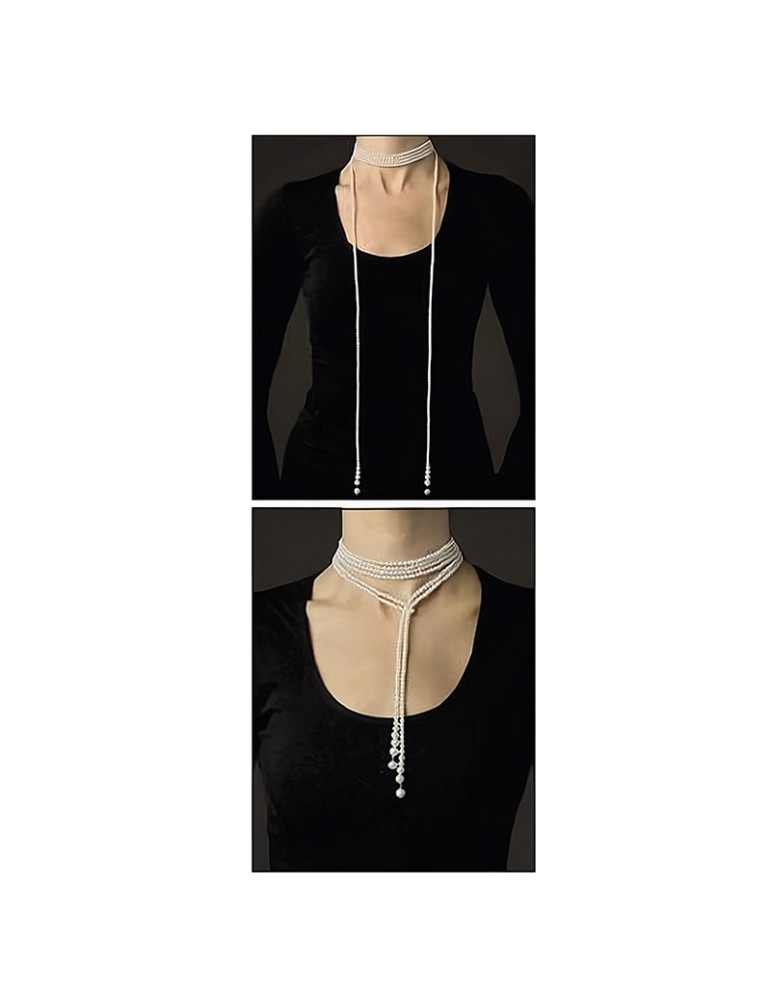 Collana Coscia - Crown con Perle Freshwater 5 - 9 mm Lunga - 0