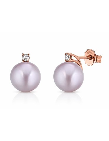 Thigh Earrings - Pink Pearls 7.5-8 mm - Diamonds 0.04ct-CLEAFW01.80.P