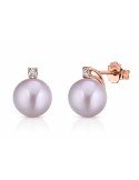Orecchini Coscia - Perle Rosa 7,5-8 mm - Diamanti 0,04ct-CLEAFW01.80.P