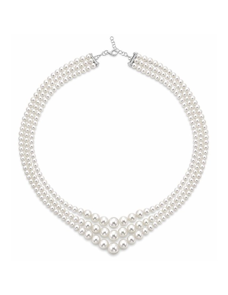 Collana Coscia-Multifilo-Oro Bianco 18Kt-Perle Freshwater-CLNKFWED213