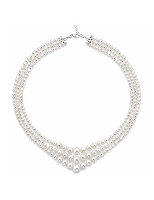 Coscia Necklace-Multistrand-18Kt White Gold-Freshwater Pearls-CLNKFWED213