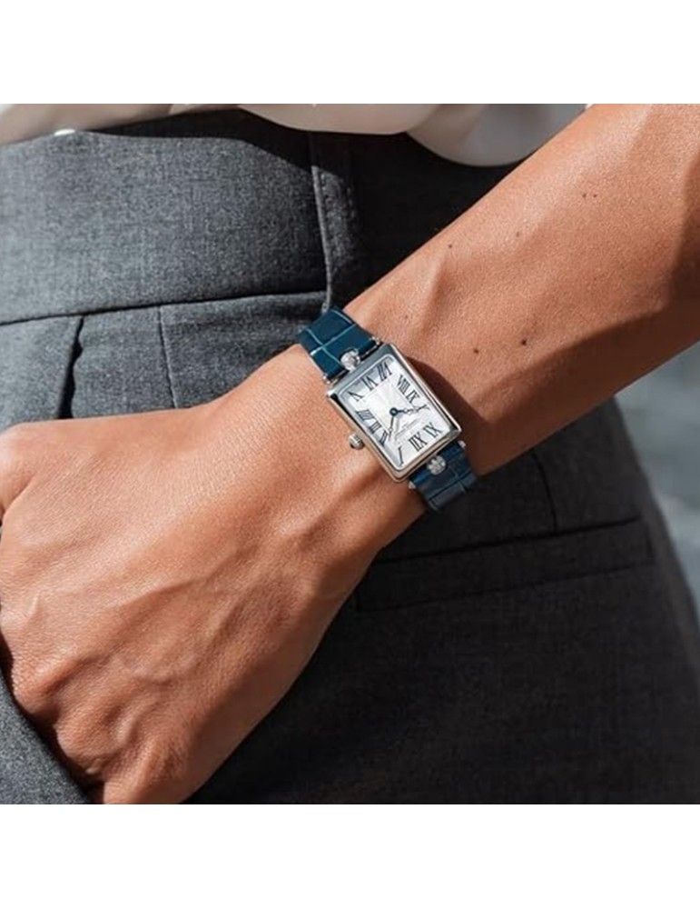 Orologio Frederique Constant - Classics Art Déco Carree 28x21mm Argento Blu - 0