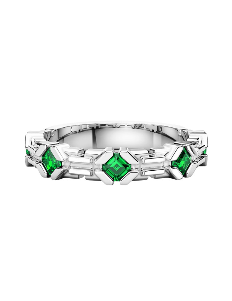 Zancan Ring - 925% Silver - Green Spinels - Size 21 -ESA092VE-21
