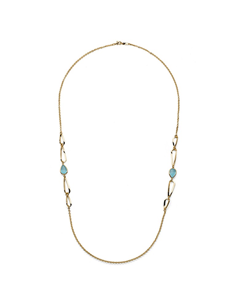Unoaerre Necklace - Chain - Gilded Bronze-Turquoise Stones-14EXH0154G