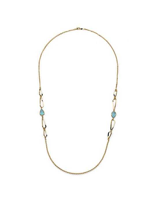 Unoaerre Necklace - Chain - Gilded Bronze-Turquoise Stones-14EXH0154G