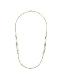 Unoaerre Necklace - Chain - Gilded Bronze-Turquoise Stones-14EXH0154G