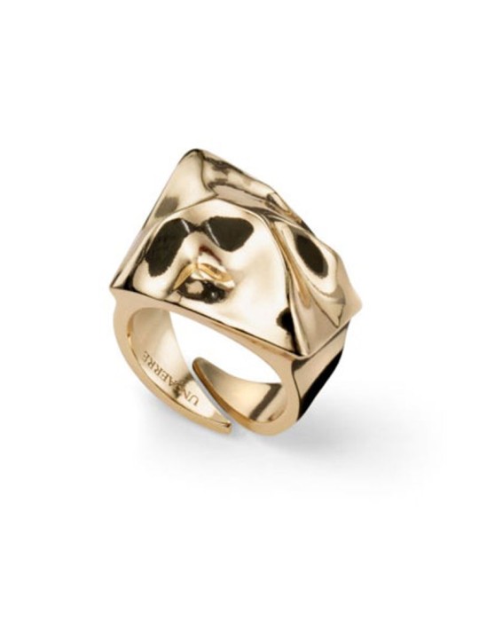 Unoaerre Ring - Adjustable - Golden - Crumpled Design -17EXA004G