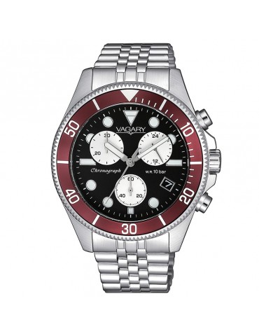 Orologio Vagary Uomo-Aqua39-Cronografo 41mm Nero e Rosso-VS1-019-53