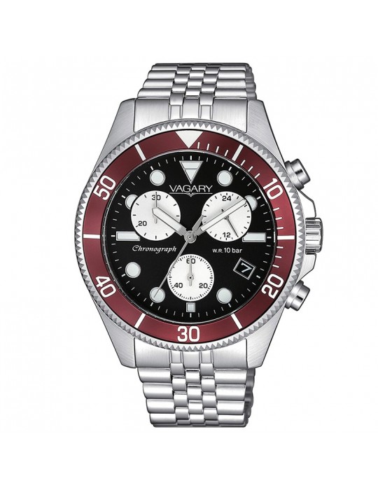 Vagary Man's Watch - Aqua39 Crono 41mm Black and Red - 0