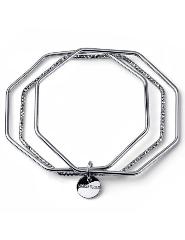Unoaerre Bracelet - in Silvered Bronze with 3 Octagonal Bangles