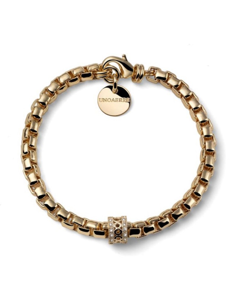 Unoaerre Bracelet - in Golden Brass with Venetian Chain and Openwork Central - 0