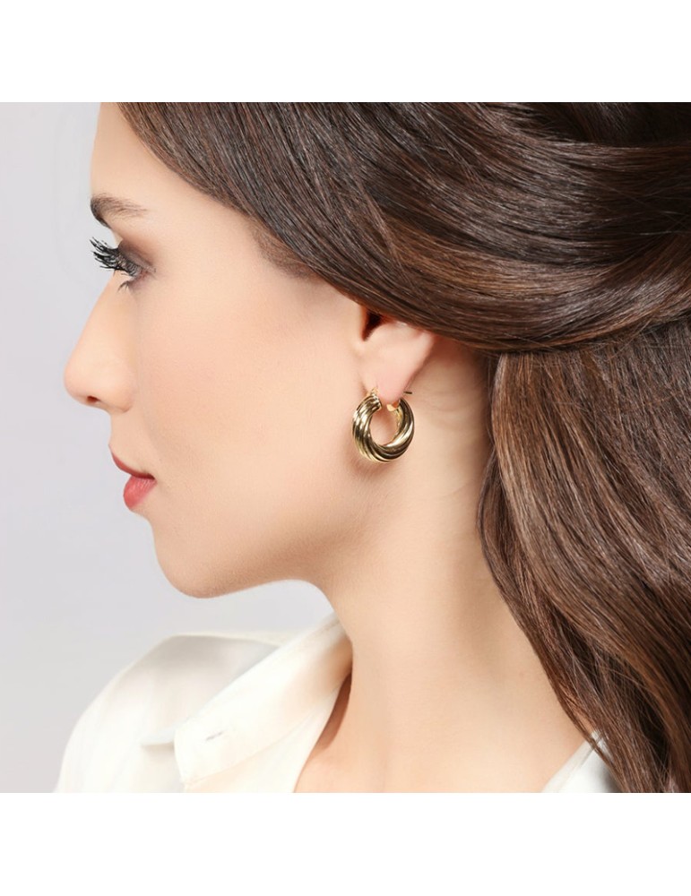 Unoaerre Earrings - Hoop - Golden Brass - Torchon Tube-EXO48899G