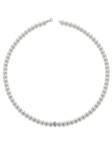 Collana Lelune-Perle 3 - 3,5 mm-Boule in Oro Bianco 18 Carati-LLNK01.35