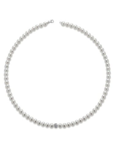 Collana Lelune - Perle 3,5 - 4 mm - Boule in Oro Bianco 18kt-LLNK01.40