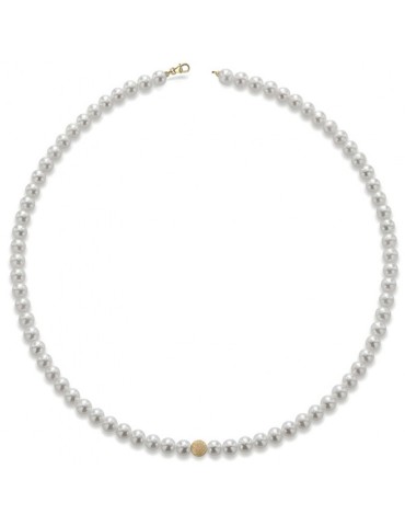 Lelune Necklace -Pearls 3.5 - 4 mm-18Kt Yellow Gold-LLNK01.40-Y