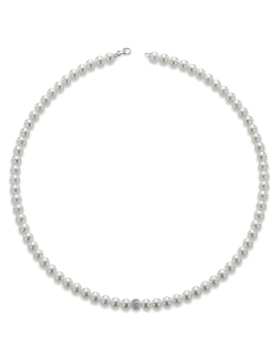 Collana Lelune - Perle 4 - 4,5 mm - Boule in Oro Bianco 18kt-LLNK01.45