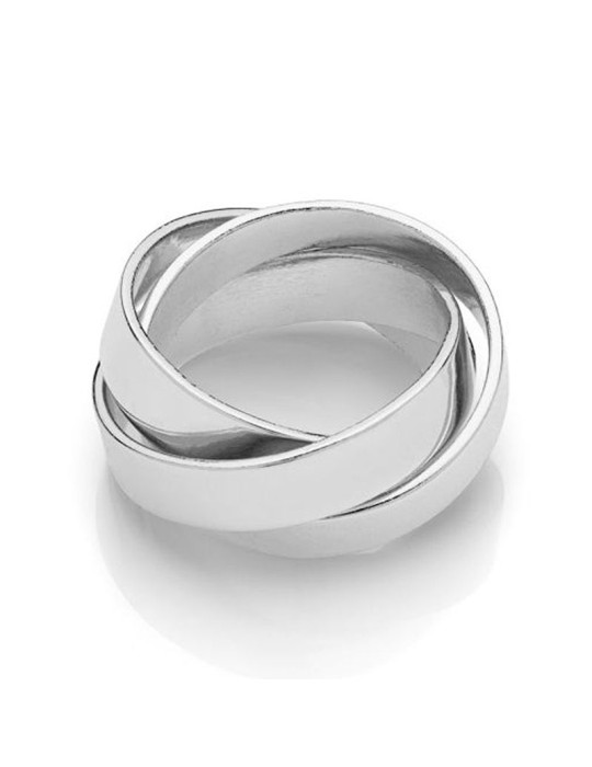 Anello Unoaerre - Argentato - Fasce Intrecciate - Misura 18 -17EXA001B