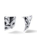 Unoaerre Earrings - Shiny Silver - Crumpled Design-17EXO0118B