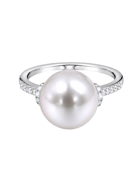 Anello Coscia -Oro Bianco-Diamanti Bianchi-Perla Australia-LBRNSS228.1
