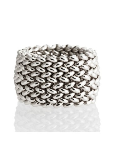 Unoaerre Ring - Chicco Band in 925% White Silver - Size 18 - 0