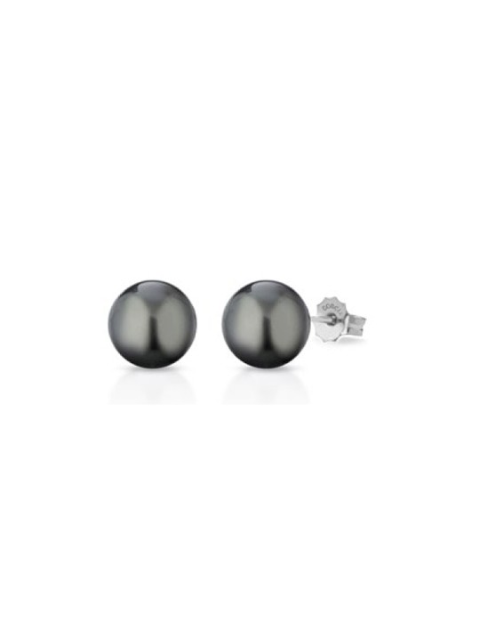 Coscia Earrings - in 18K White Gold with 8mm Tahitian Pearls - 0