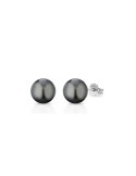 Coscia Earrings - in 18K White Gold with 8mm Tahitian Pearls - 0