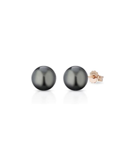 Coscia Earrings - in 18K Rose Gold with 8 mm Tahitian Pearls - 0