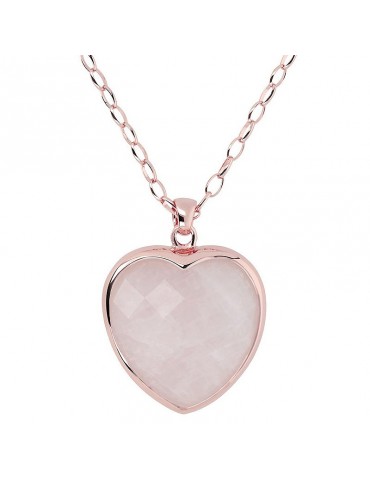 Bronzallure Rose Quartz Heart Necklace for Women - 0
