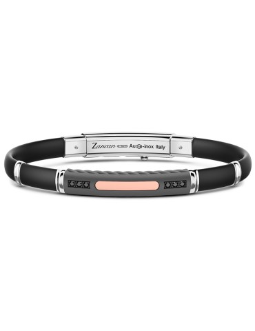 Zancan Bracelet - 18 Kt Rose Gold Plate - Black Diamonds 0.16ct - ETB151R