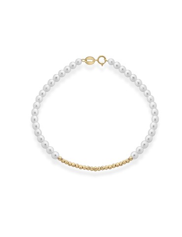 Lelune - Aurora Bracelet in 3 - 3.5 mm Freshwater Cultured Pearls and 18K Yellow Gold Elements - 0