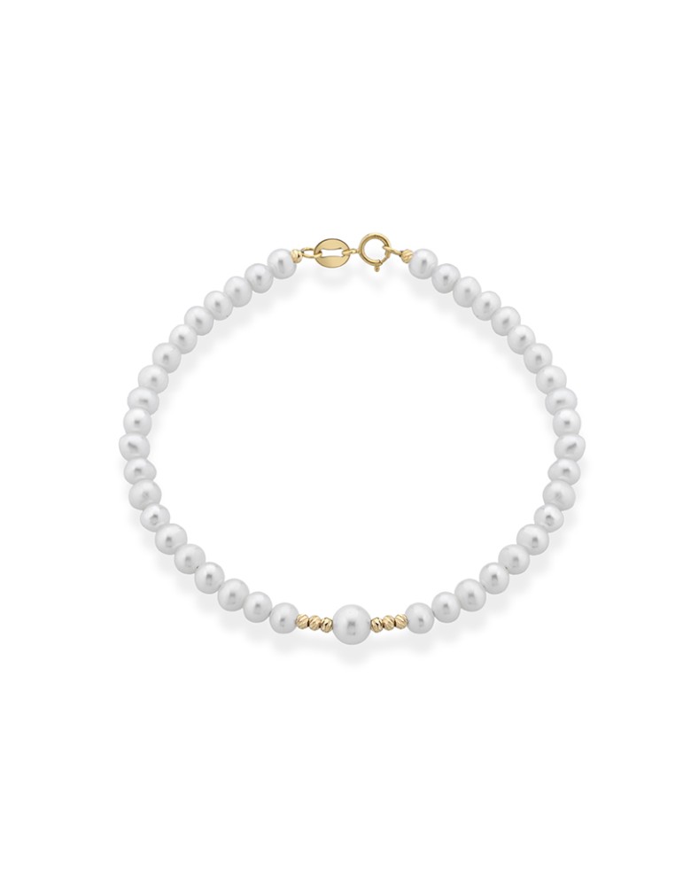 Bracciale Lelune - Aurora in Perle Coltivate d'Acqua Dolce 3 - 3,5 mm ed Elementi in Oro Giallo 18 Carati - 0