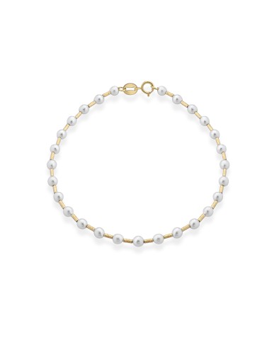 Lelune - Aurora Bracelet in 3 - 3.5 mm Freshwater Cultured Pearls and 18K Yellow Gold Elements - 0