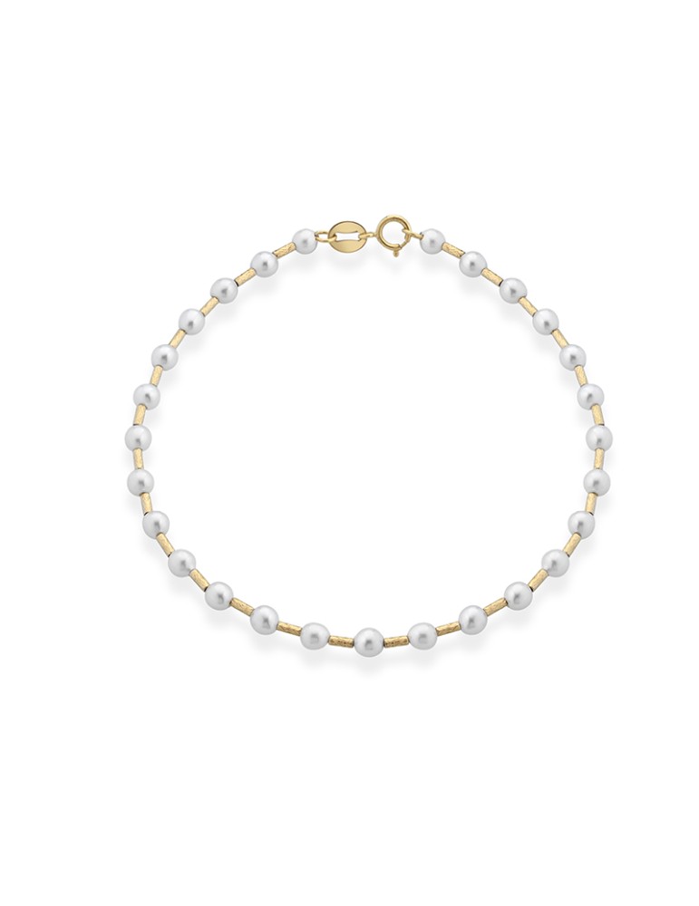 Lelune - Aurora Bracelet in 3 - 3.5 mm Freshwater Cultured Pearls and 18K Yellow Gold Elements - 0