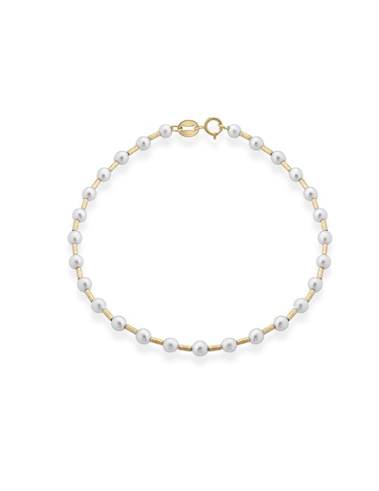 Bracciale Lelune - Aurora in Perle Coltivate d'Acqua Dolce 3 - 3,5 mm ed Elementi in Oro Giallo 18 Carati - 0