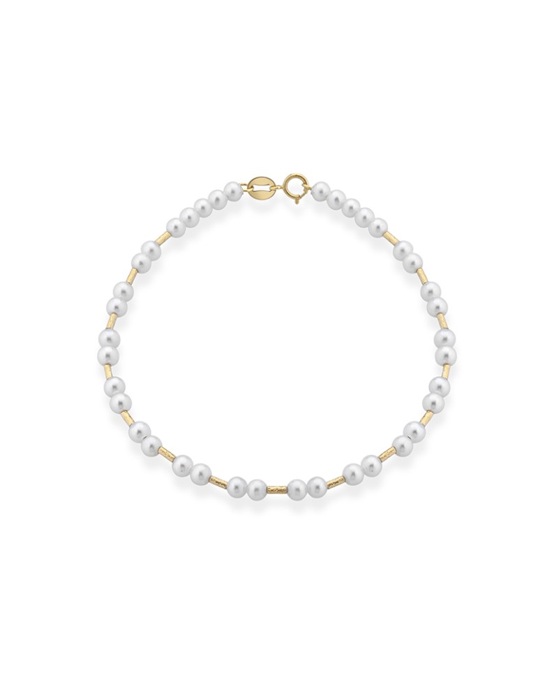 Bracciale Lelune - Aurora in Perle Coltivate d'Acqua Dolce 3 - 3,5 mm ed Elementi in Oro Giallo 18 Carati - 0