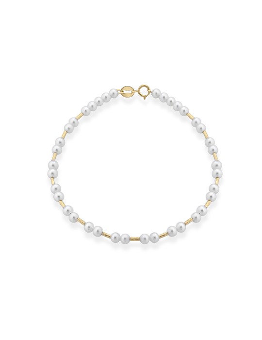 Bracciale Lelune - Aurora in Perle Coltivate d'Acqua Dolce 3 - 3,5 mm ed Elementi in Oro Giallo 18 Carati - 0
