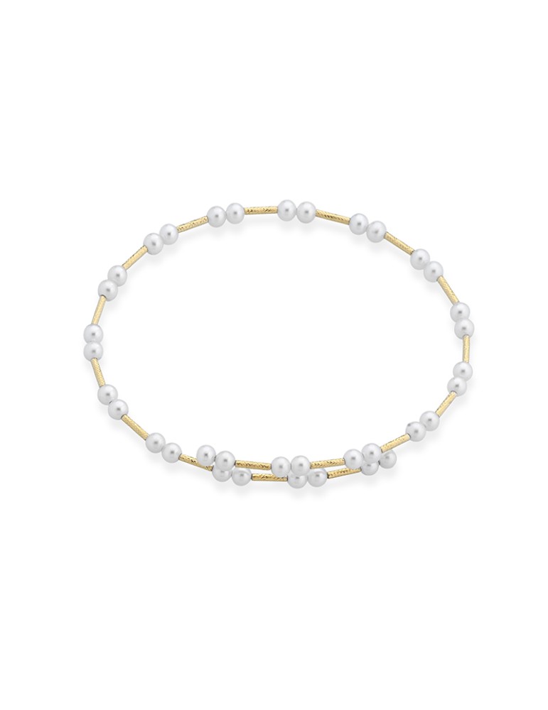 Lelune Bracelet - Aurora Contrariè in 3 - 3.5 mm Freshwater Cultured Pearls and 18K Yellow Gold Elements - 0