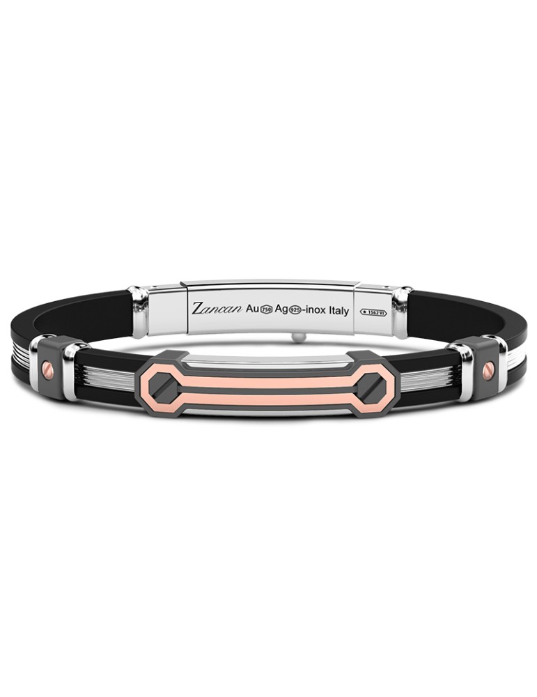 Bracciale Zancan - Titanio - Silicone -Viti in Oro Rosa 0,13ct-ETB156R