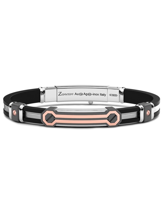 Zancan Bracelet - Titanium - Silicone - Rose Gold Screws 0.13ct-ETB156R
