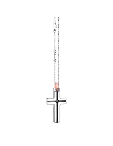 Collana Zancan - Croce Pendente - Diamante Nero 0,07 ct - ESC148R