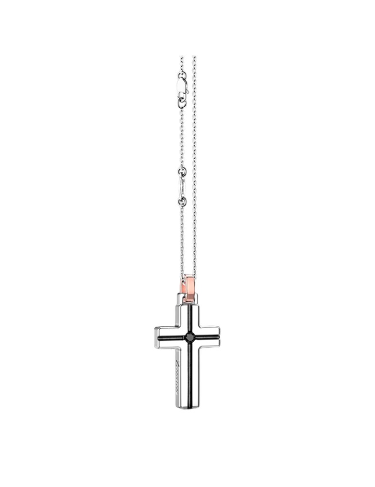 Zancan Necklace - Cross Pendant - Black Diamond 0.07 ct - ESC148R