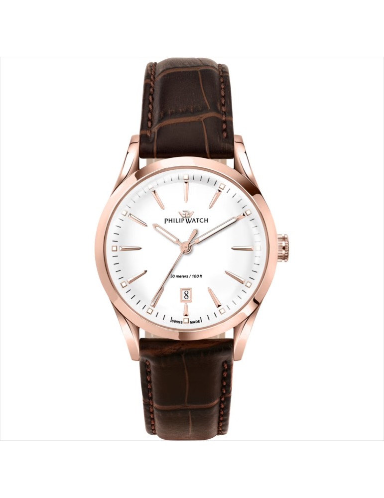 Philip Watch - Sunray Time and Date 39mm Rose Gold White - 0